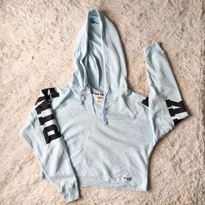 VS PINK Cropped Light Blue Hoodie